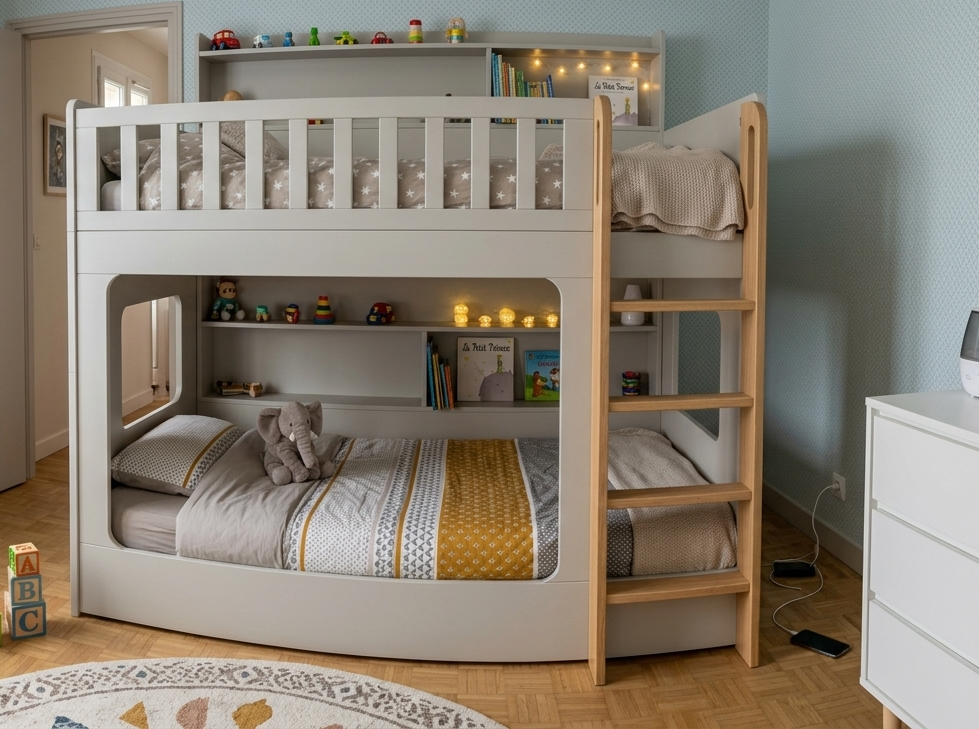 Lit 2 étages MDF moderne n9i bzaf